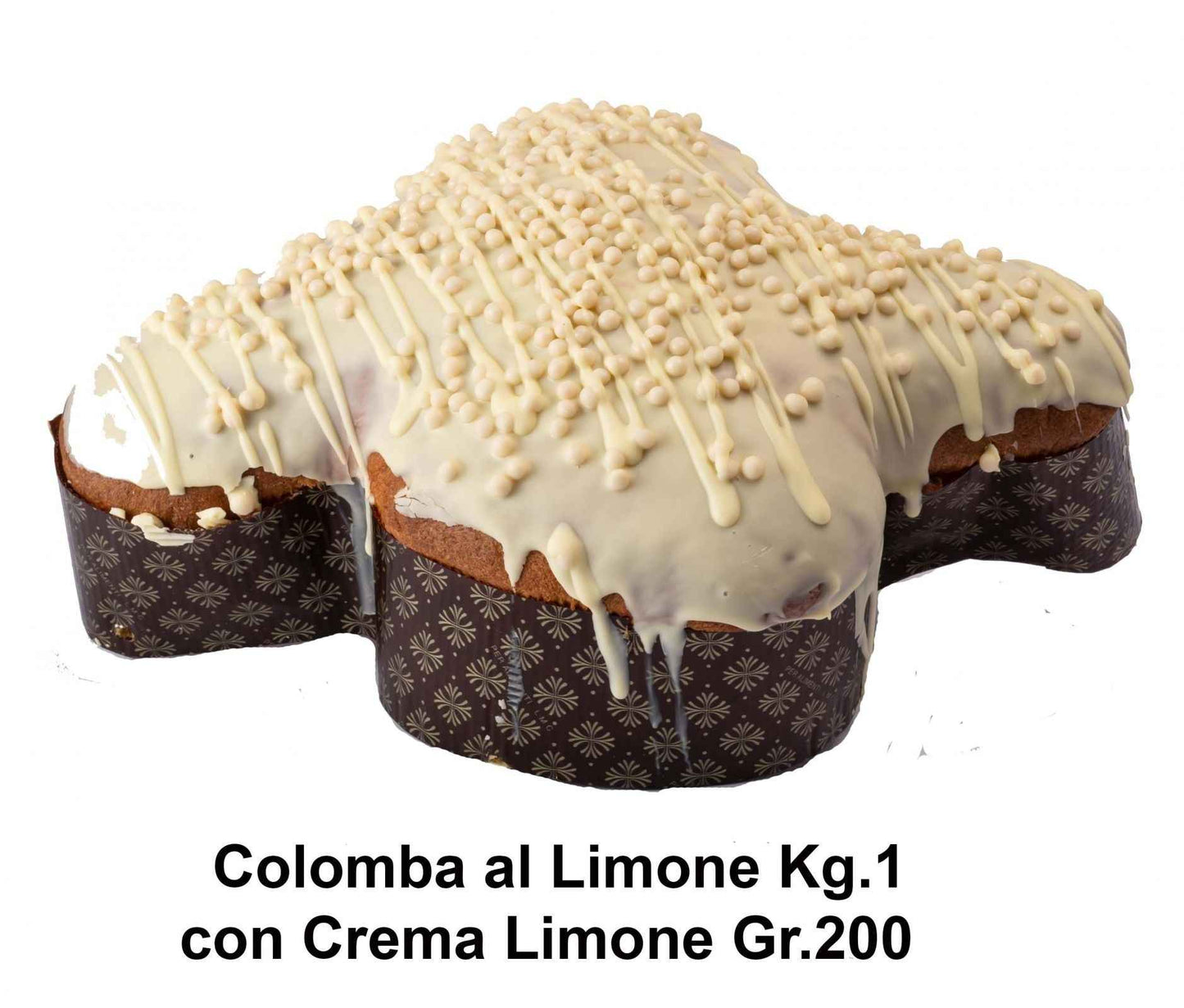 Colomba ricoperta al cioccolato bianco Gr.900 + barattolo di crema al limone Gr.200