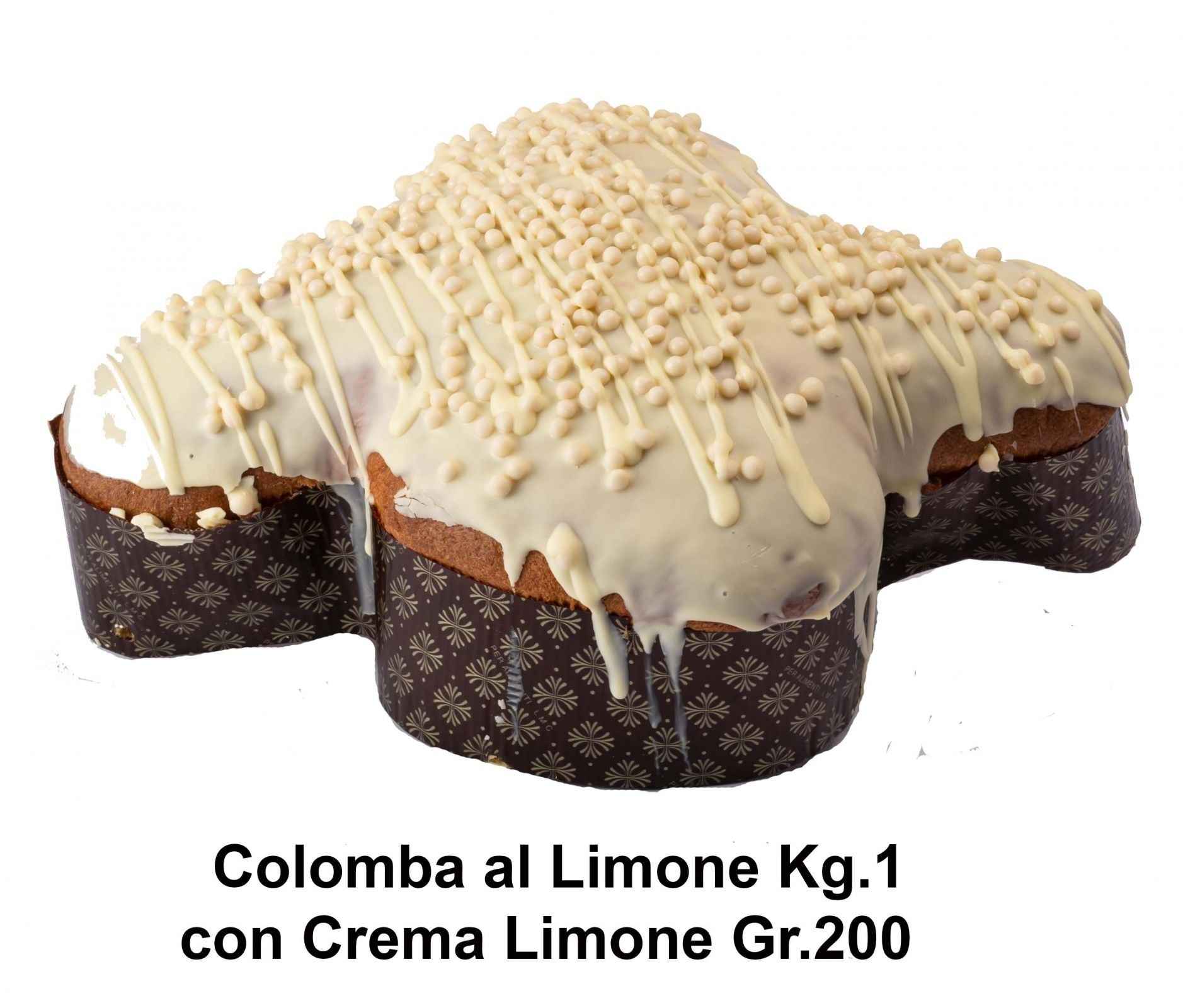 Colomba ricoperta al cioccolato bianco Gr.900 + barattolo di crema al limone Gr.200