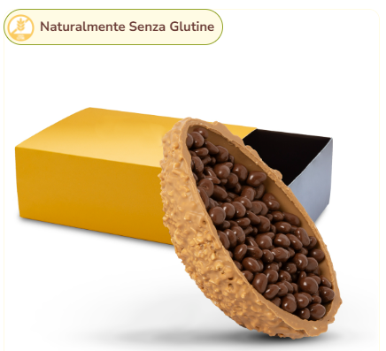 Mezzo Uovo di Pasqua farcito – Caramello Salato.     SENZA GLUTINE.
