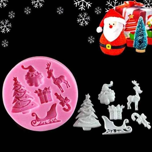 Stampo Natalizio con Albero e Babbo Natale Renna Slitta e Regali