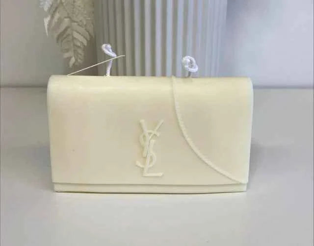 Grande Borsetta Logo Griffe YSL con catenella di 14 x h9 x 3.5 cm. Stampo in silicone anche per Candele