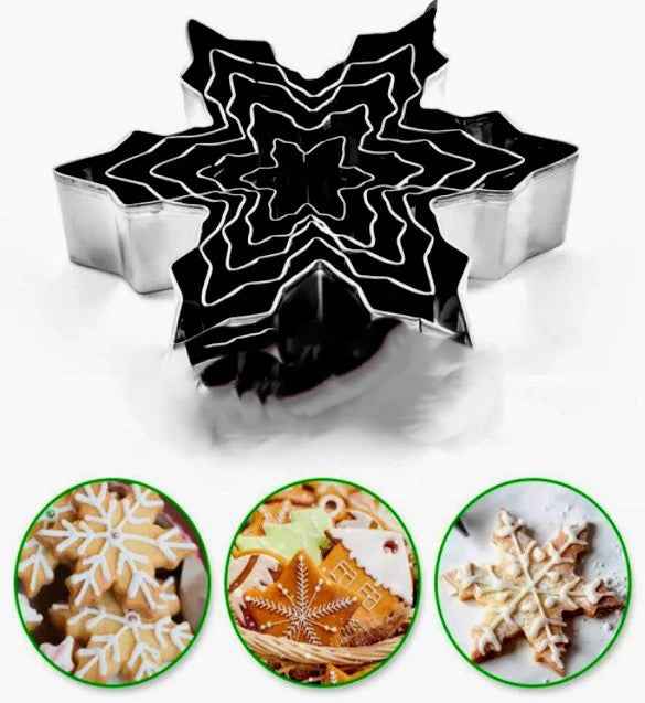 Set di 5 Stampi Fiocco di Neve. Tagliapasta Cutter in metallo. Xmas Snowflake Cookie Cutter Stainless Steel Christmas