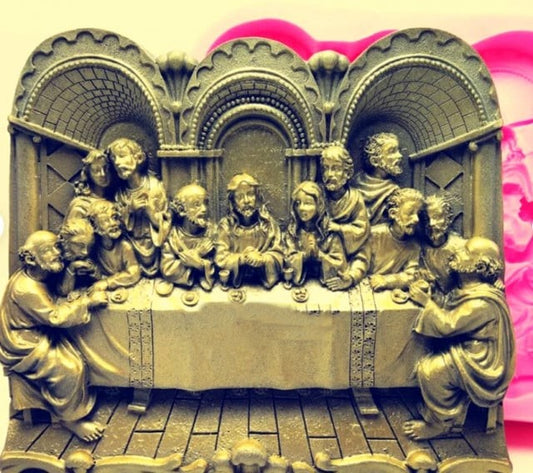 Stunning fresco of Jesus' Last Supper. Easter. Large silicone mold.