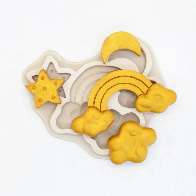 Arcobaleno Nuvola Luna e Stella. Stampo decorativo in silicone
