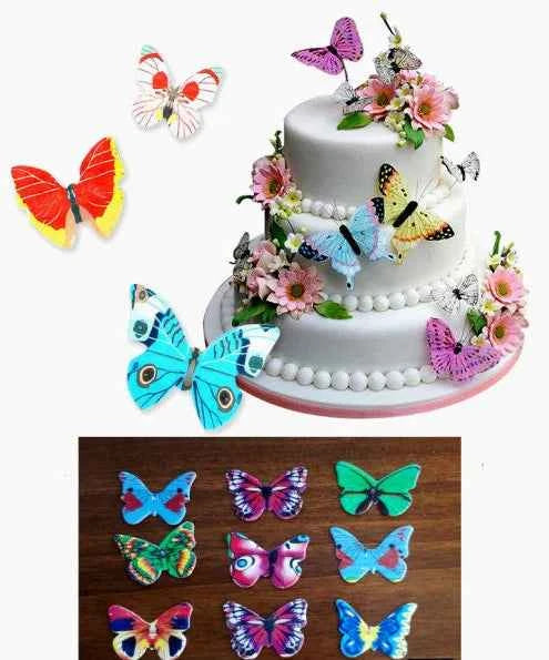 Set B. Farfalle volanti in Wafer Paper edibili. Cake Topper