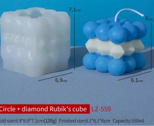 Cubo Rubik con Diamanti e Sfere di 6 cm. Stampo in silicone anche per Candele - WORLD PRODUCTS SHOP
