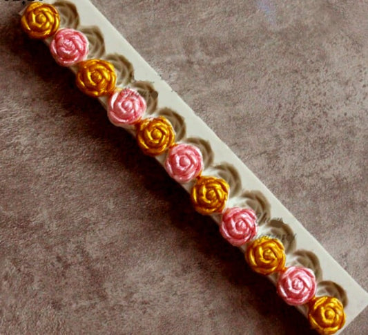 11 Rose Border. Silicone mold.
