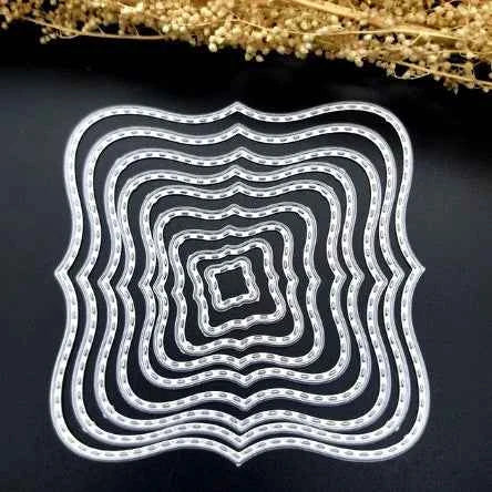 Cornice Decorata Quadrata Ondulata con punte. 9 Fustelle sottili metalliche per Scrapbooking