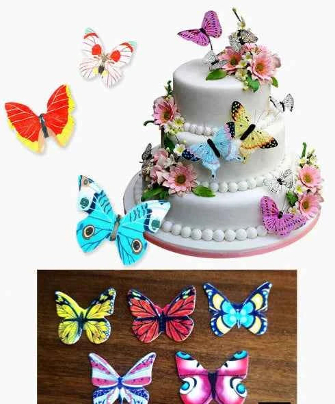 Set A. Farfalle volanti in Wafer Paper edibili. Cake Topper