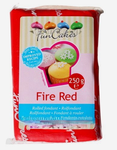 Fire red.Pasta di zucchero FunCakes. 250 gr. Senza Glutine e Kosher