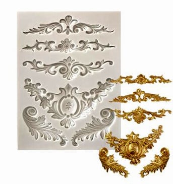 Barocco. 6 Fantastiche decorazioni Vintage. Stampo in silicone