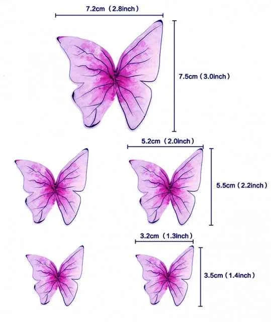 Farfalle volanti con Ali Rosa e bordi Oro. Sagoma Cake Topper