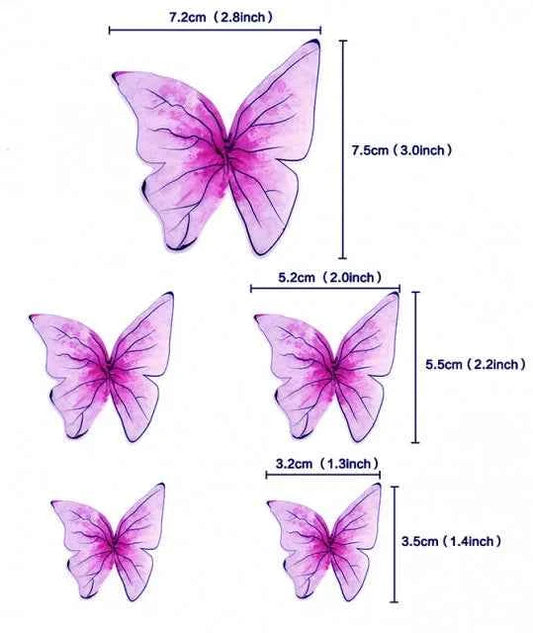 Farfalle volanti con Ali Rosa e bordi Oro. Sagoma Cake Topper