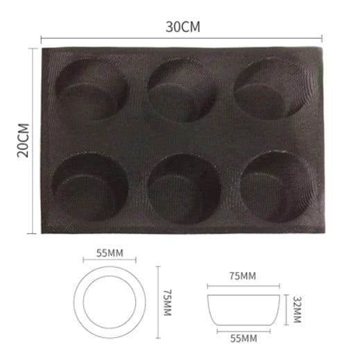 Stampo Microforato di 6 Muffin. In silicone e fibra di vetro