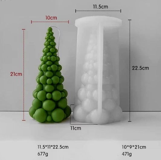 Albero di Natale a Bolle di 21 cm. Stampo in silicone per Candele e Saponi