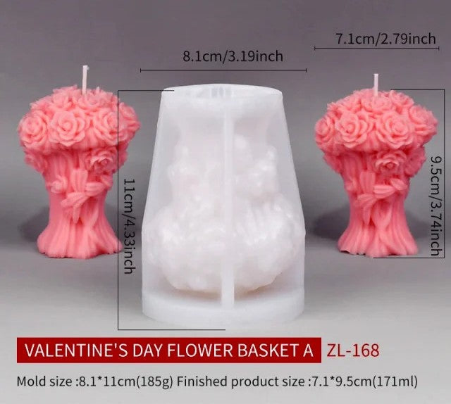 Bellissimo stampo Candela Vaso con Mazzo di Rose di 9.5 cm in silicone - WORLD PRODUCTS SHOP