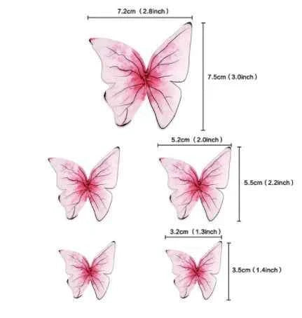 Farfalle volanti con Ali Lilla e bordi Oro. Sagoma Cake Topper