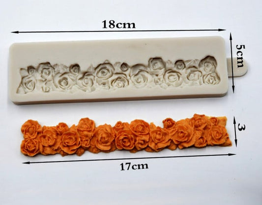 Rose Bouquet Border. Silicone Mold