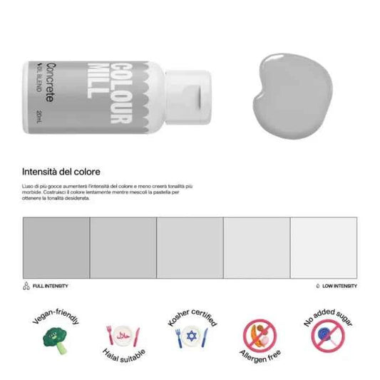 Cemento. Colour Mill Concrete. Colorante alimentare a base olio di 20 ml