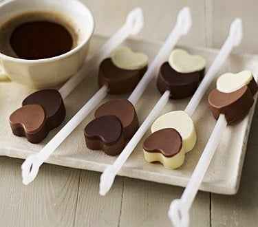 Stampo in Silicone per Cake Pops Doppio Cuore, Fiori e Stelle con 6 stecchette incluse