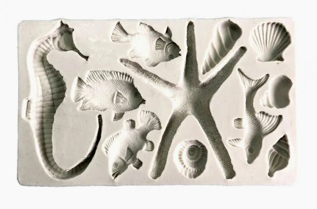 Grande Stampo Mare. Pesci Conchiglie Cavalluccio e Stella marina ad alta definizione