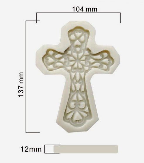 Large 13.5 cm decorated cross. Silicone mold.