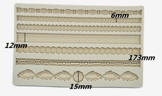 Gorgeous 7 Border Decorations. Large Silicone Mold.