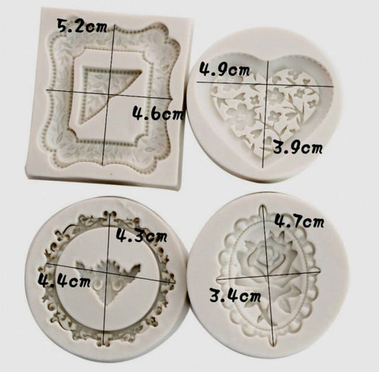 Frame tiara with 4 motifs. Vintage Baroque. Silicone mold.