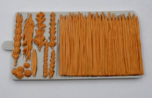 Stunning Lawn Grass Border with Branches and Leaves. Silicone Mold.