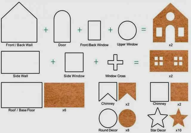 Casetta Natale Gingerbread 3/D. Set di 18 Stampi