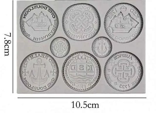 Monete e Dobloni del Tesoro. 3D Pirate Golds Silicone Mold. Stampo in silicone