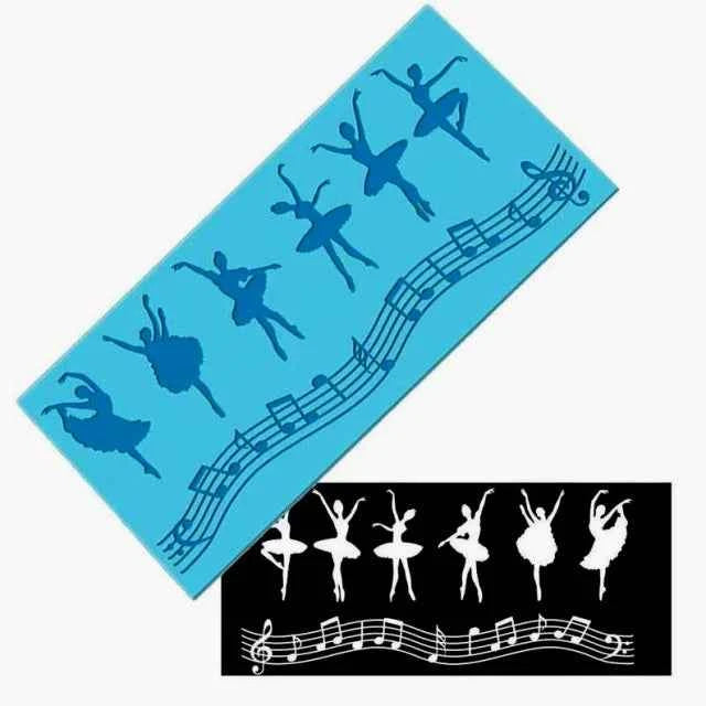 Ballerina e Note Musicali. Grande Stampo in silicone