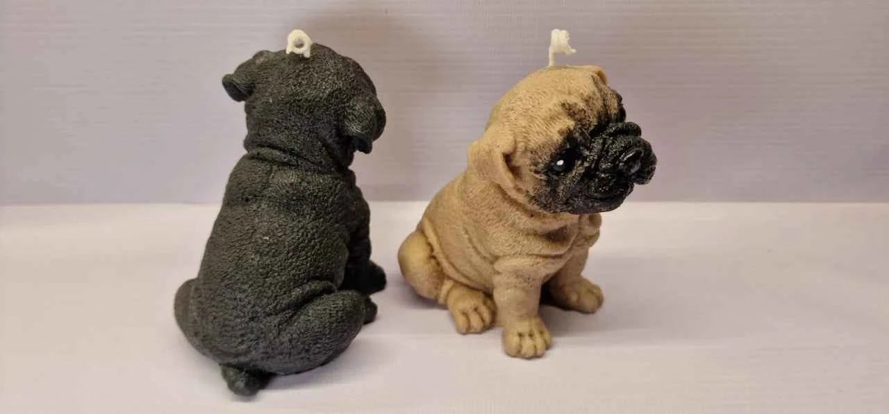 cane Carlino. Candela naturale al 100% in molti colori. WORLD PRODUCTS SHOP.