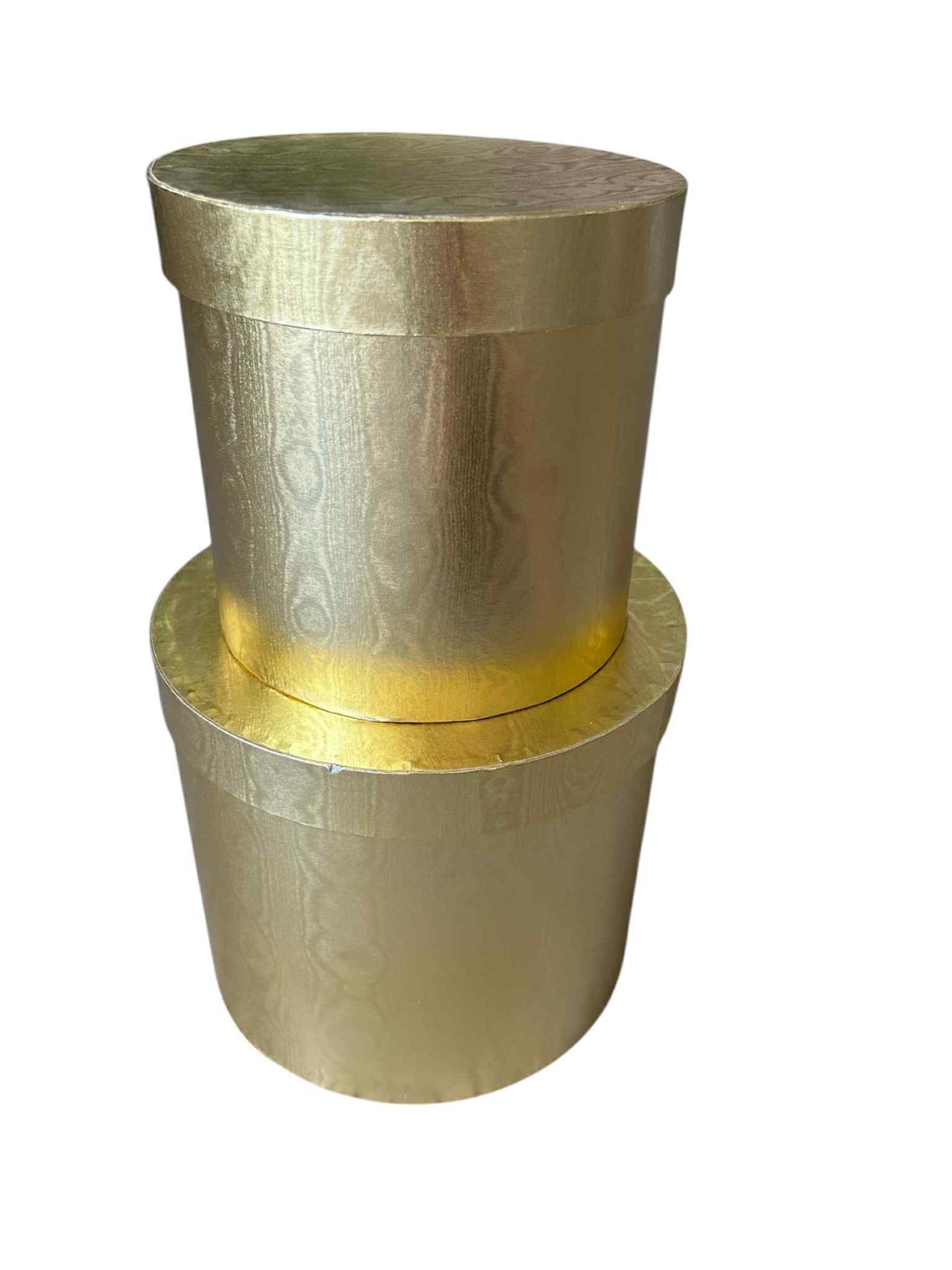 scatole tonde color oro effetto legno – set composto da 2 scatole in 2 diverse dimensioni