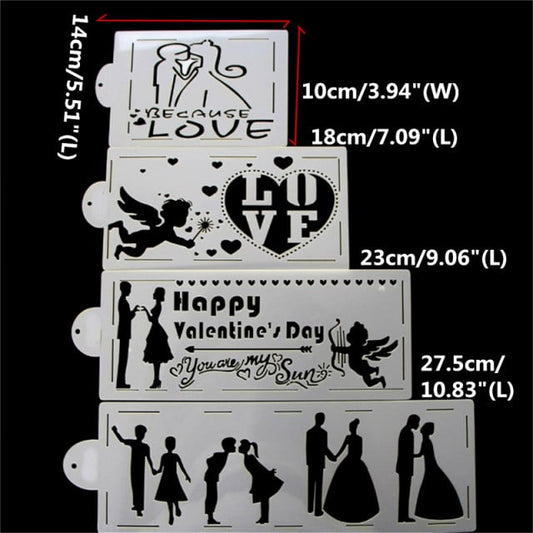 Love and Lovers. Set of 4 Fantastic Stencils