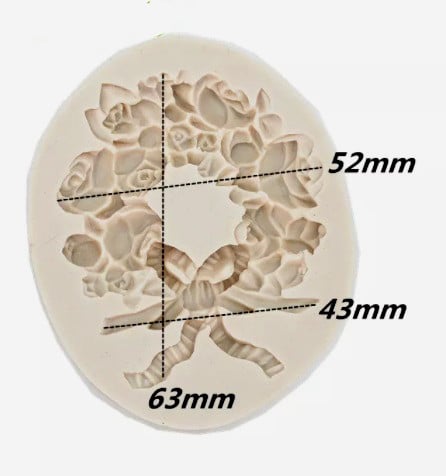 Rose Bouquet Frame with Bow. Vintage Baroque. Silicone Mold.