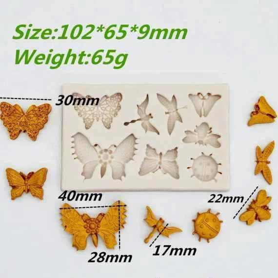 3 Farfalle decorate. Alta risoluzione. Stampo in silicone