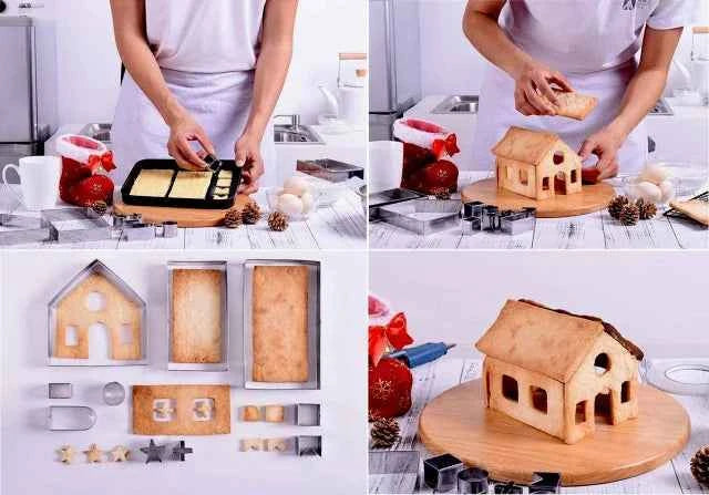 Casetta Natale Gingerbread 3/D. Set di 18 Stampi
