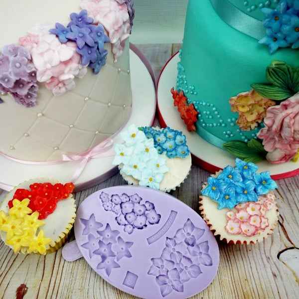 Fantastico Stampo in silicone di 4 Fiori.Originale Karen Davies.