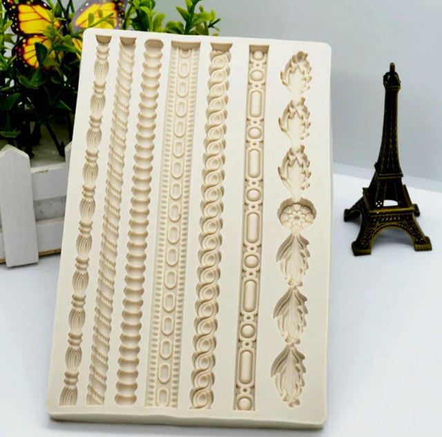 Gorgeous 7 Border Decorations. Large Silicone Mold.
