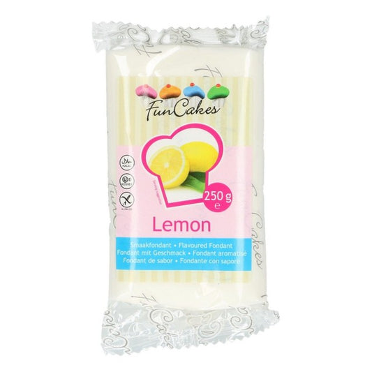 Aromatizzata al limone. Pasta di zucchero FunCakes. 250 gr.limon. Senza Glutine