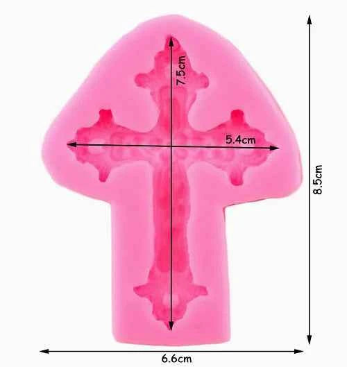 Croce decorata con Perle incise. Jeweled Cross Fondant Mold. Stampo in silicone