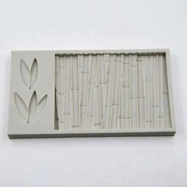 Bamboo venature Legno Steccato con foglie. Stampo in silicone