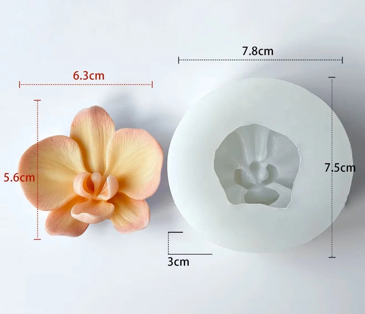 Orchidea di 6.3 cm. Stampo in silicone anche per Candele