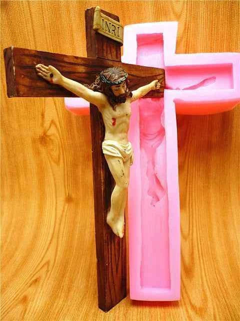 Grande Croce Barocca decorata di 17 x 13.5 cm. Stampo in silicone