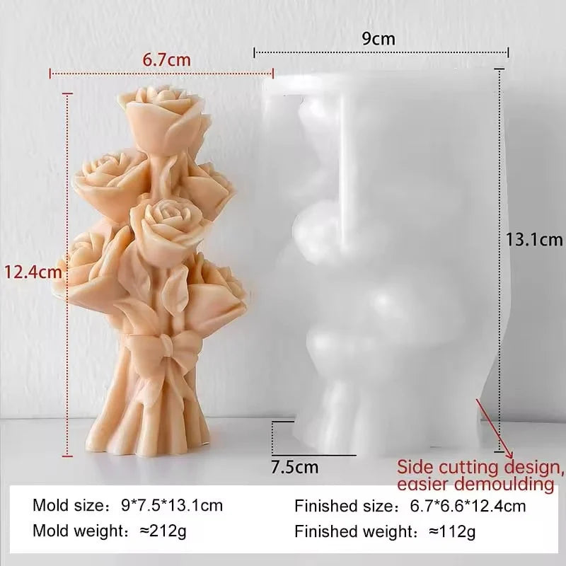Large 12cm Rose Bud Silicone Mold, Also for Candles 