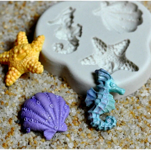 Cavalluccio Marino Conchiglia e Stella Marina. Stampo in silicone. Mare
