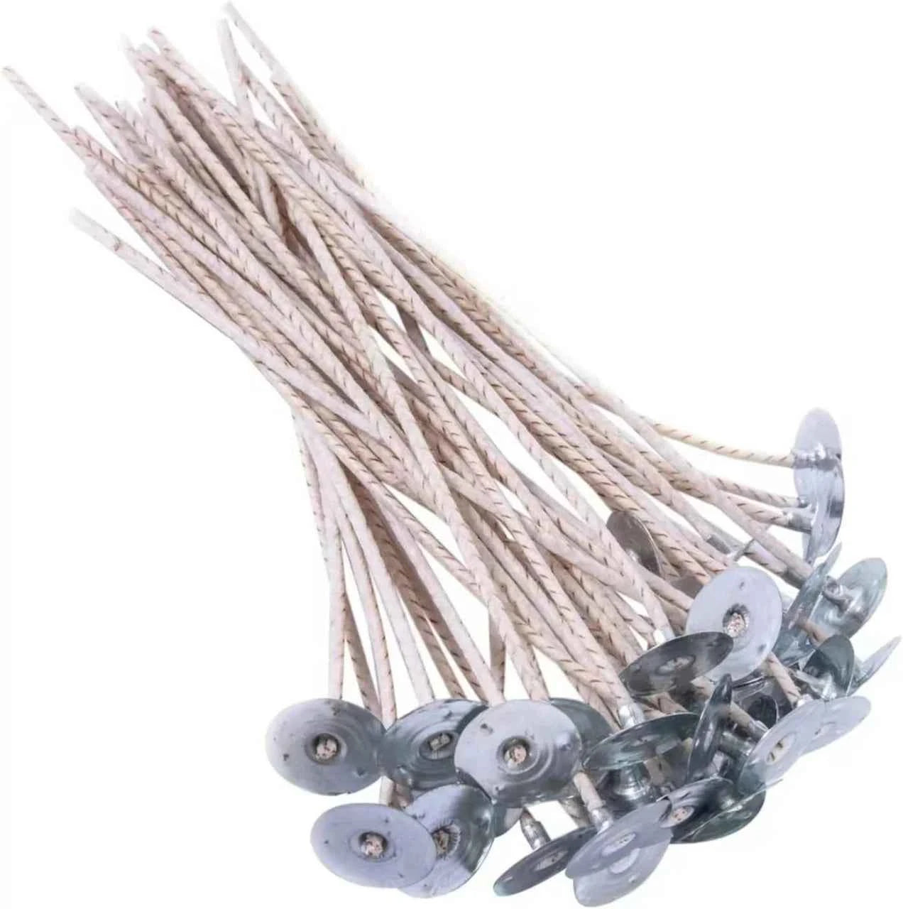 Stoppini in Cotone marrone Cerato per Candele senza Fumo con base in metallo