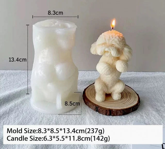 Cagnolino in piedi di 13.4 x 8.5 x 8.3 cm. Stampo Cane in silicone anche per Candele - WORLD PRODUCTS SHOP
