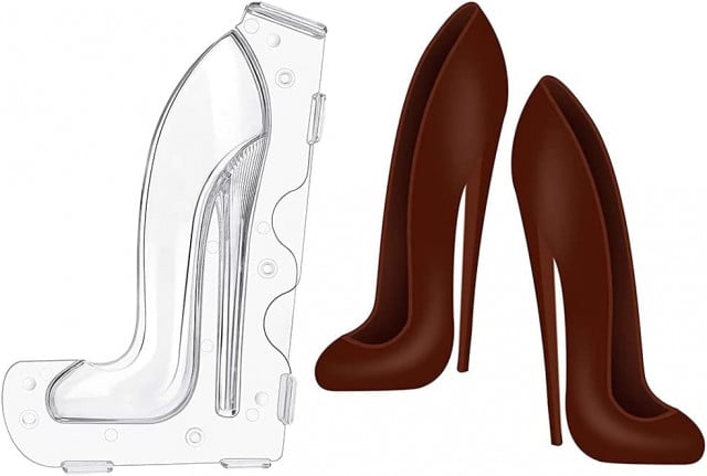 Scarpa con Tacco Alto di 20.2 cm. Doppio Stampo 3/D per Cioccolato in policarbonato rigido